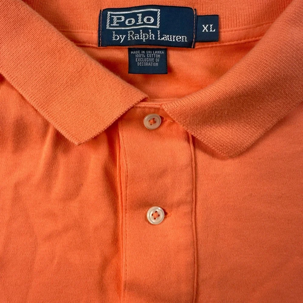 Polo Ralph Lauren Shirt Men XL Orange Golf Blue Pony Short‎ Sleeve Preppy